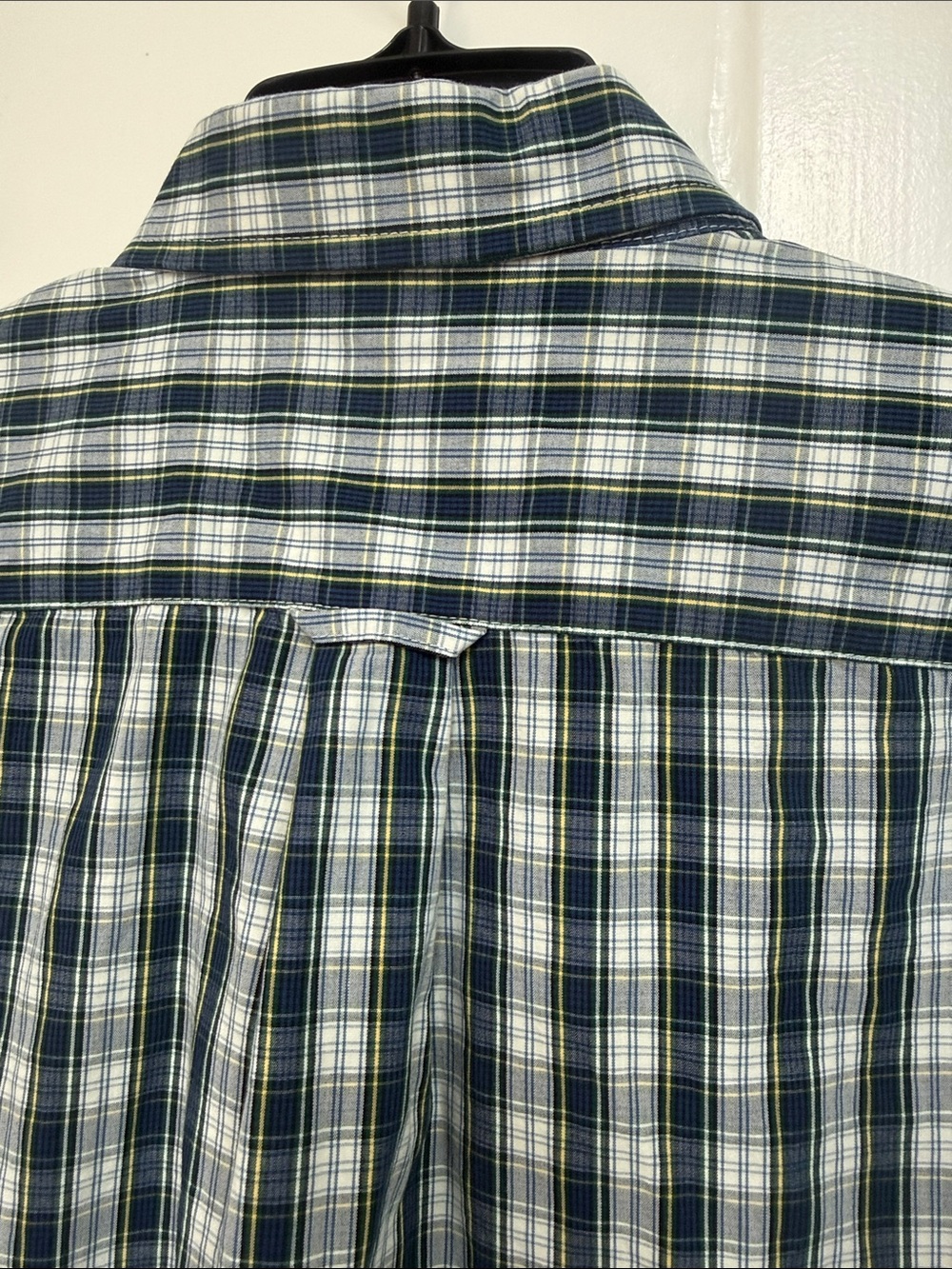 Izod Mens Navy Green Yellow Plaid Button-Down Shirt Like New Medium - Picture 6 of 8